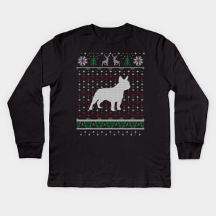 French Bulldog Ugly Christmas Sweater Gift For Dog Lover Kids Long Sleeve T-Shirt